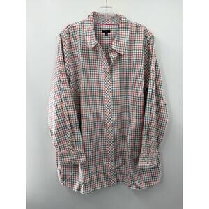 Talbots Women’s Long Sleeve Check Multi Color Shirt Button Front Size 2X NWOT